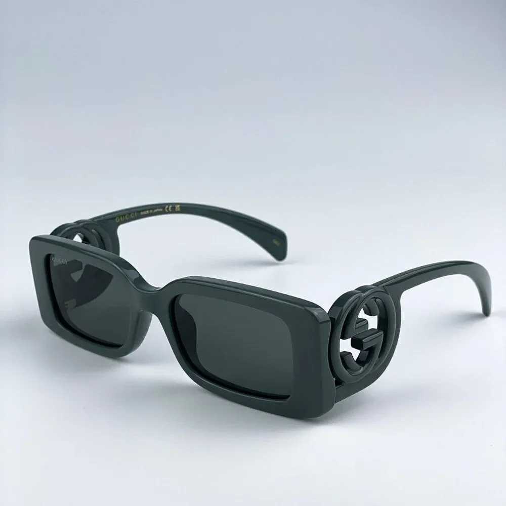 NEW Gucci GG1325S 003 Grey Smoke Grey Rectangle Women Sunglasses - Picture 12 of 14